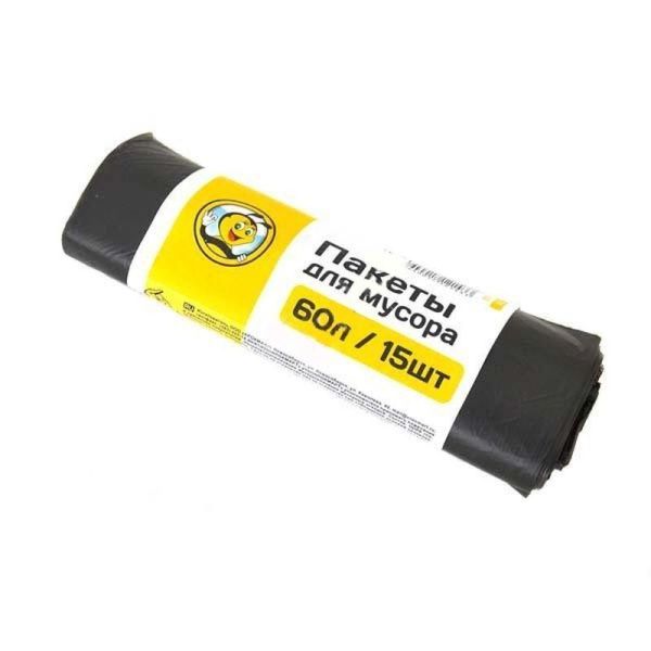 Пакеты для мусора 60л/15шт Жу-Жу в рулоне 6мкм (100)