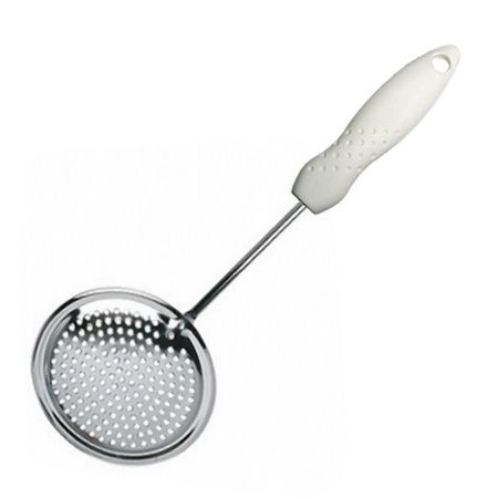 Шумовка 34*11*2см хром ПОРТО с белой пласт.ручкой AN50-27 (144/6)