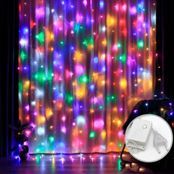 Гирлянда светодиодная Занавес 3*2м 240LED 8 режимов разноцветная GN15 (50)