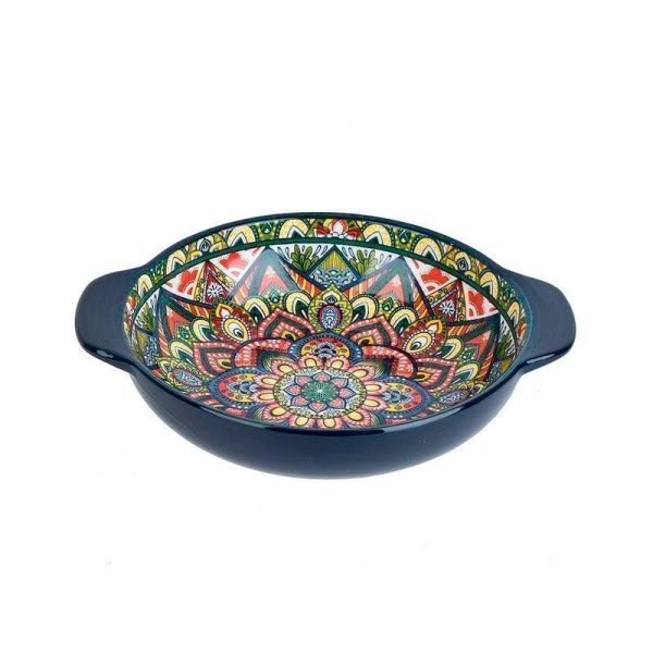 Салатник 1200мл 24,5*20,5*6см фарфор ARABESQUE синий с ручками (6/24)