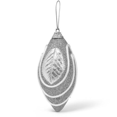 Игрушка новогодняя на елку СОСУЛЬКА 11*5,5см Листок пластик серебро JC-15037 (450)
