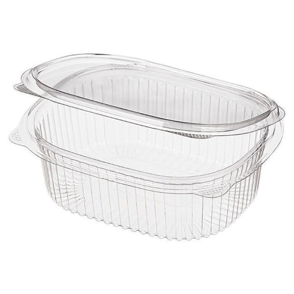 Контейнер одноразовый 500мл полистирол овальный прозрачный с крышкой РКС-500 (300)