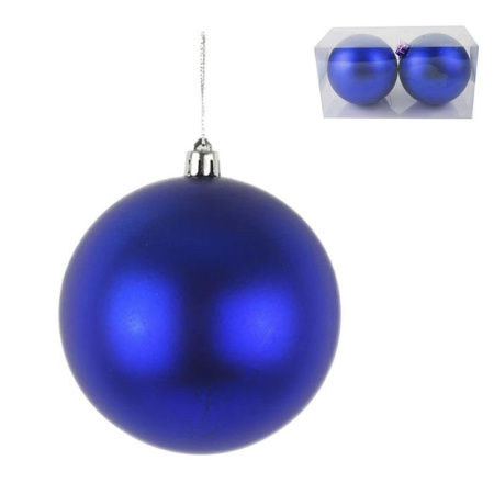 Игрушки новогодние на елку ШАР набор 2шт 12см пластик матовый (синий) (50)