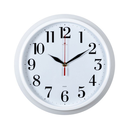 Часы настенные 30см пластик РУБИН Классика белые (10)