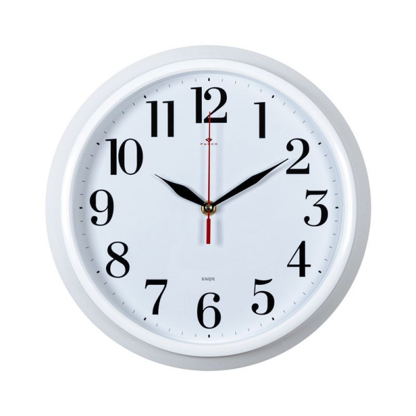 Часы настенные 30см пластик РУБИН Классика белые (10)