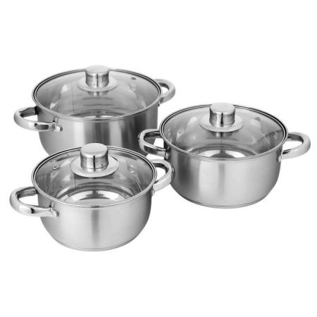 Набор кастрюль 3пр нерж ГРЕТТА 1,6/2,2/3,2л все плиты кроме индукцияии КТ04А (2)
