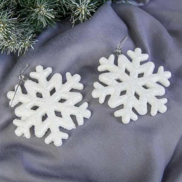 Игрушки новогодние на елку СНЕЖИНКА набор 2шт 10см пенопласт OSNN21-161/JC-16379 (1000)