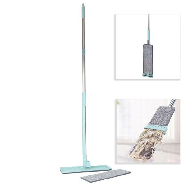 Швабра с отжимом с плоской насадкой микрофибра 11*35см, телескоп.ручка 118см m1-01 (40)