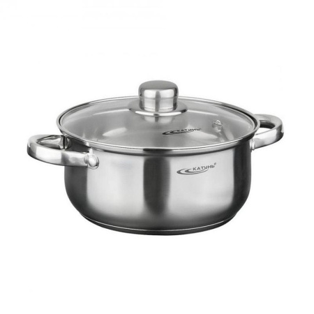Кастрюля 800мл нерж.сталь ГРЕТТА стекл.крышка d14см толщина стенок 0,4мм индукция KT04-D-14 (6)