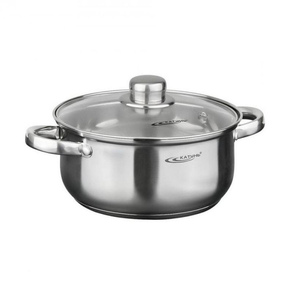 Кастрюля 800мл нерж.сталь ГРЕТТА стекл.крышка d14см толщина стенок 0,4мм индукция KT04-D-14 (6)