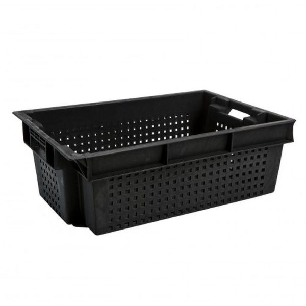 Ящик продуктовый 60*40*20см пластик черный перфорированный Бр.9.13 (1)