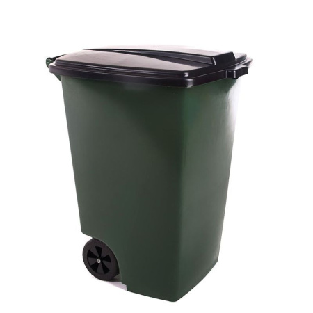 Бак для мусора 120л 50*58,5*72см пластик темно-зеленый на колесах (1)