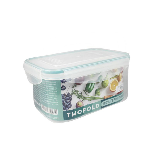 Контейнер пищевой 1,5л пластик прямоугольный герметичный с защелками ТМ Twofold LL3002 (36)