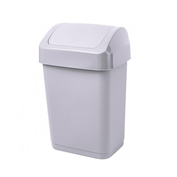 Контейнер для мусора 50л пластик Step серый с крышкой-маятником (2)