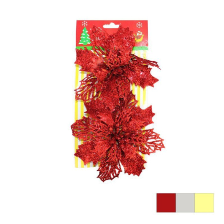 Украшение новогоднее Цветок набор 2шт. d17см 3 вида SK-3041/JC-14583 (300)