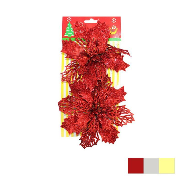 Украшение новогоднее Цветок набор 2шт. d17см 3 вида SK-3041/JC-14583 (300)