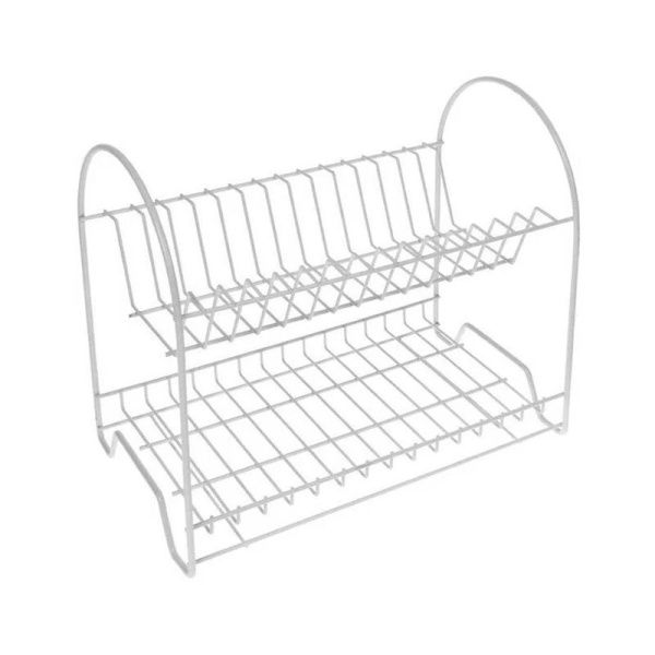 Сушилка для посуды настольная 2 яруса 40*24*35см Люкс белая крашеная с поддоном (тнп-5.7) (2)