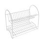 Сушилка для посуды настольная 2 яруса 40*24*35см Люкс белая крашеная с поддоном (тнп-5.7) (2)