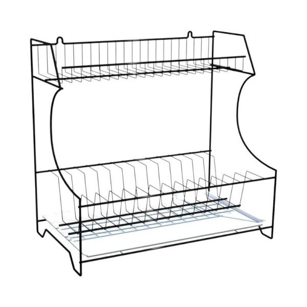 Сушилка для посуды с поддоном универсальная 400мм металл краш.черная матовая+чер.под 9005 (2)