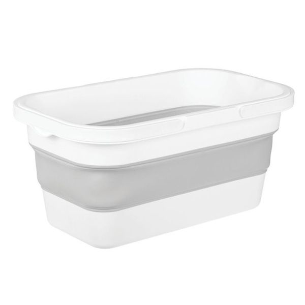 Ведро складное 16л 470*280*75мм пластик ФЛЕКС смоки прямоугольное (5)