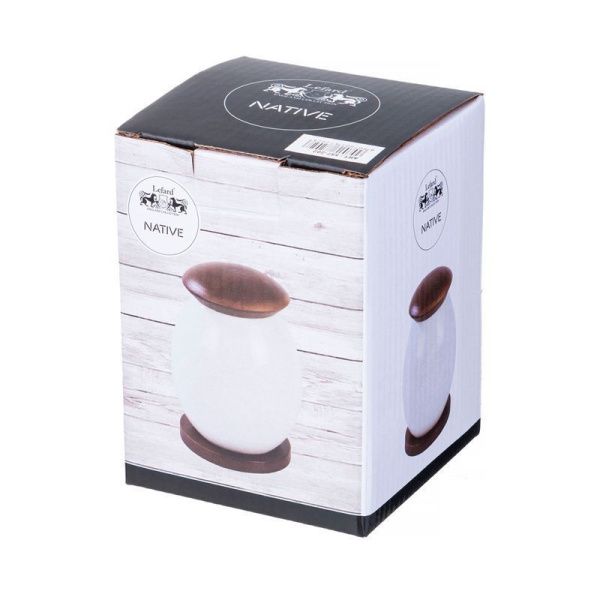 Банка для сыпучих продуктов 12см фарфор Native с дер.крышкой на дер.подставке (36)