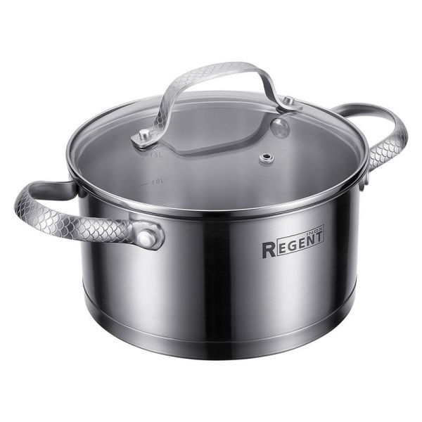 Кастрюля 2,4л h9,5см нерж.сталь Sirena со стекл.крышкой 18см 65-0218 (6)