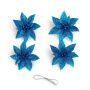 Игрушки новогодние на елку ПУАНСЕТТИЯ набор 4шт 6,5*6,5см синий OSHRIP-418/JC-16462 (1600)
