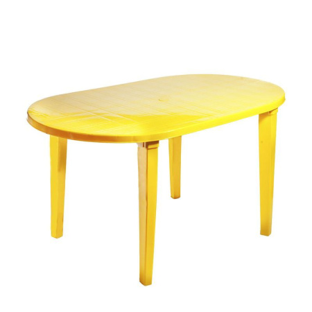 Стол овальный 1400*800*710мм пластик желтый (1)