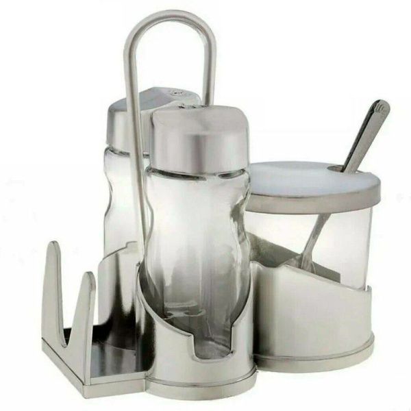 Набор для специй 2шт 40мл стекло на подставке с сахарницей (96)