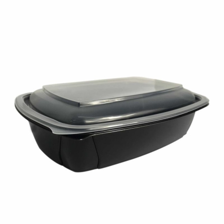 Контейнер одноразовый 1000мл 230*170*50мм полистирол черный с крышкой К-230 ПП СтП (300)