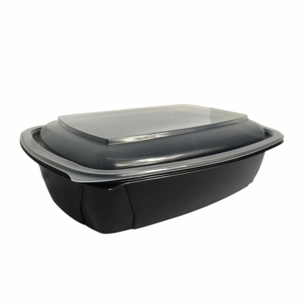 Контейнер одноразовый 1000мл 230*170*50мм полистирол черный с крышкой К-230 ПП СтП (300)