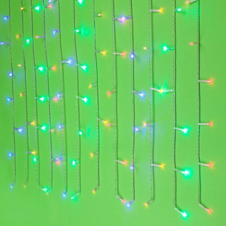 Гирлянда эл. Бахрома ПВХ 3*0,7м 96LED мультицвет, 8 реж, прозр., коннектор, 220В (100)