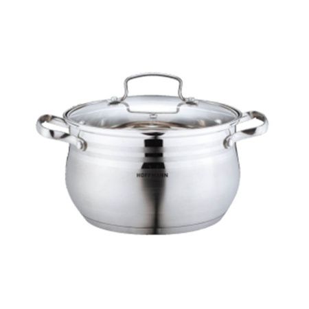 Кастрюля 1,9л нерж.сталь со стекл.крышкой 16см капс.дно индукция (6)