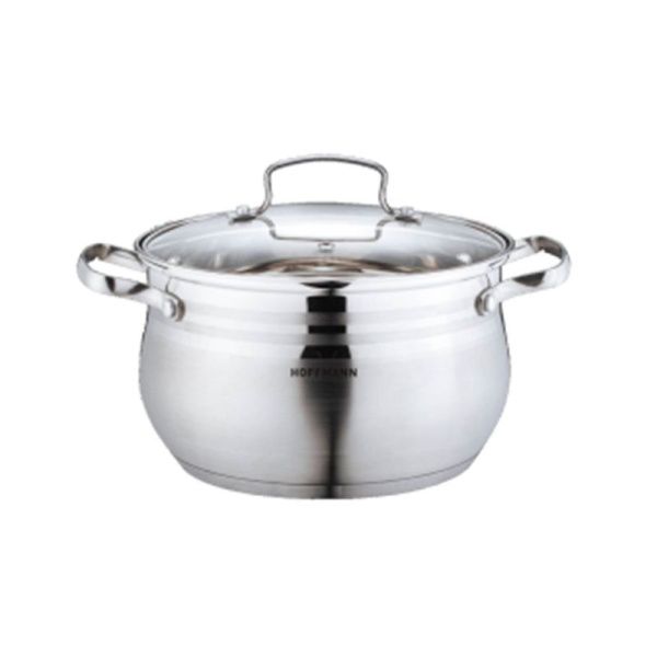 Кастрюля 1,9л нерж.сталь со стекл.крышкой 16см капс.дно индукция (6)