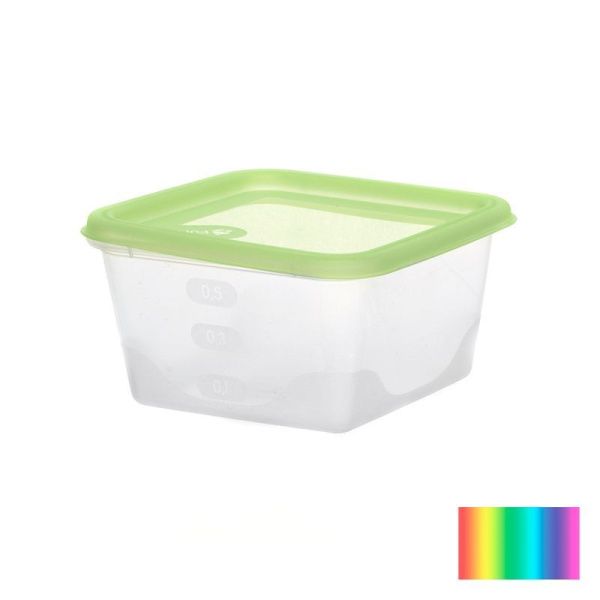 Контейнер пищевой 630мл 130*130*68мм пластик Fusion салатовый квадратный (38)