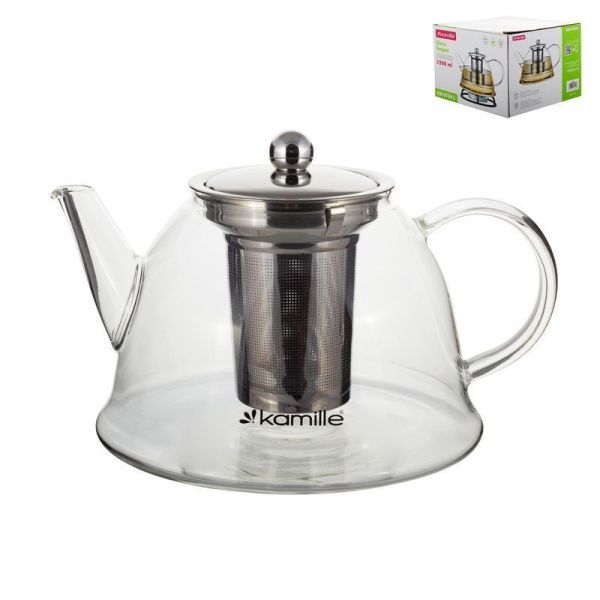 Чайник заварочный 800мл стекло со съемным мет.ситом арт.0784S (32)