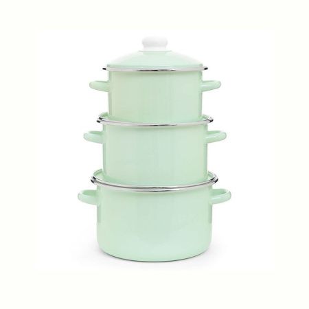 Набор кастрюль 3пр 2/3/4л эмаль Салатовый цилиндрический (1)