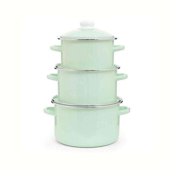 Набор кастрюль 3пр 2/3/4л эмаль Салатовый цилиндрический (1)