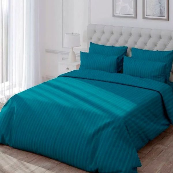 КПБ евро страйп-сатин (100% полиэстер) №5 бирюзовый