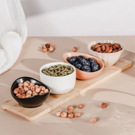 Менажница 4 секции 70/75/150/155мл керамика Scenario на бамбук.подставке 36*9,5*1см SCN-04 (10)