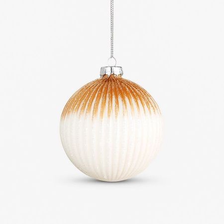 Игрушка новогодняя на елку ШАР 10см стекло ваниль (48) JC-17152
