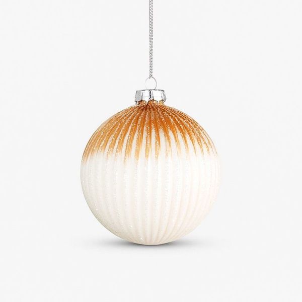 Игрушка новогодняя на елку ШАР 6см стекло ваниль (144) JC-17154