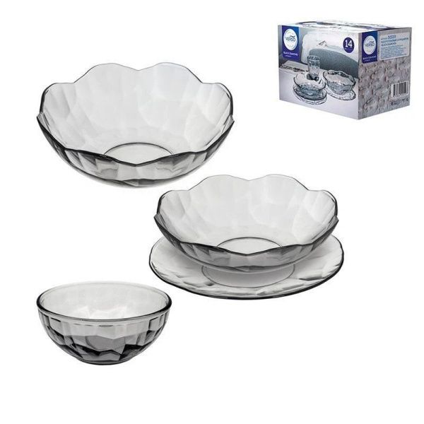 Столовый набор 14пр стекло BLACK DIAMOND (1)