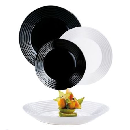 Столовый набор 18пр стеклокерамика АРЕНА БЛЭК/УАЙТ 61326 (1)