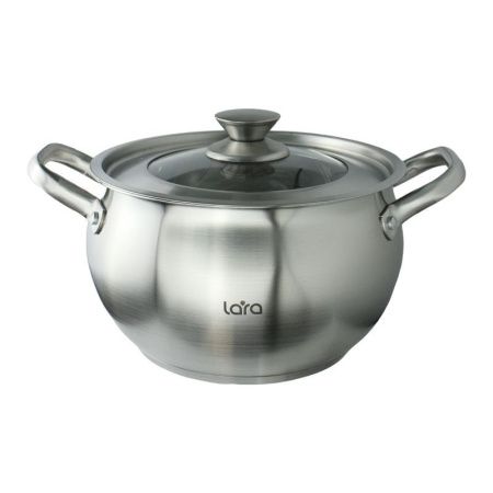 Кастрюля 4,1л нерж.сталь ТОКИО стекл.крышка 20см, h12,5см, индукц.капс.дно LR02-263 (4)