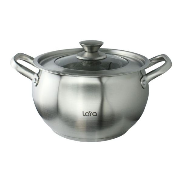 Кастрюля 4,1л нерж.сталь ТОКИО стекл.крышка 20см, h12,5см, индукц.капс.дно LR02-263 (4)