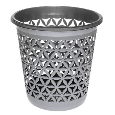 Корзина для бумаг 11л пластик ФЛОВЕР серебро 05306 (48)