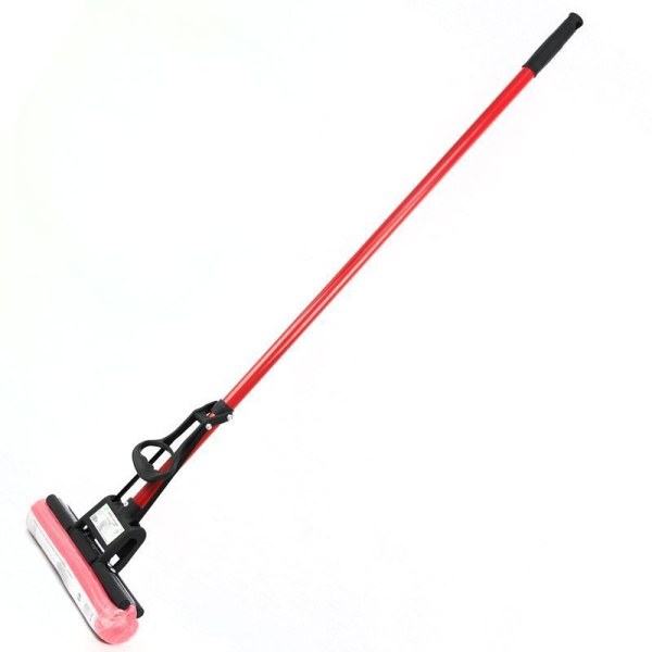 Швабра с отжимом одинарный ролик 27см нетелескопическая ручка 110см JC-114 (40/24)