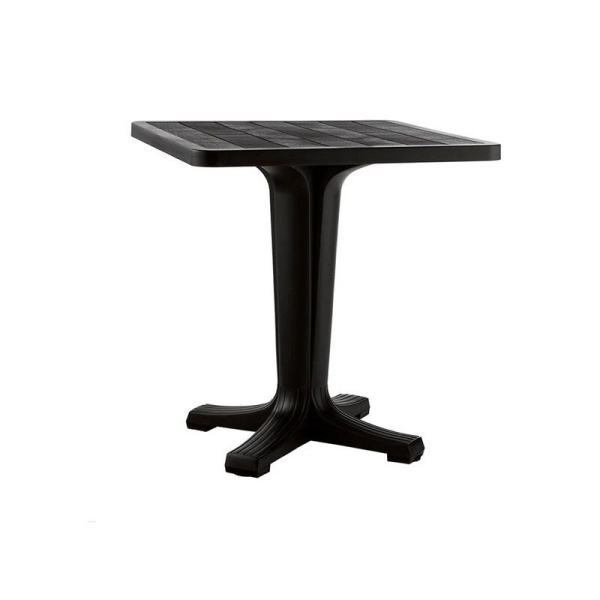 Стол квадратный пластик Прованс 70*70см на одной опоре h70см шоколадный (1)