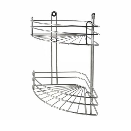 Полка угловая 2 ярусная 28,5*18*35см глубокая краш. хром зеркальный с креплениями (вку-3.2.3) (2)